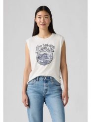Levi's Top w kolorze biało-granatowym rozmiar: S. Białe topy damskie Levi's, s, bez wzorów, z bawełny, bez kołnierzyka. Za 74.11 zł.