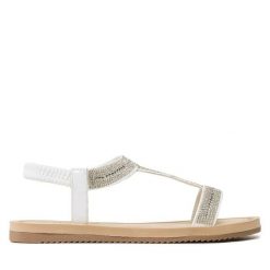 Sandały Clara Barson. Białe sandały damskie Clara Barson, bez wzorów, bez obcasa, na płaskiej podeszwie. Za 99.99 zł.