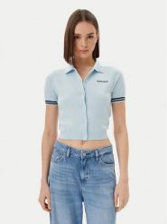 Guess Jeans Kardigan W5GR03 Z3HO2 Błękitny Regular Fit. Niebieskie kardigany damskie Guess Jeans, xl, z aplikacjami, z jeansu. Za 209.99 zł.