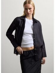 STEFANEL Bluzka w kolorze czarnym rozmiar: 44. Czarne bluzki damskie Stefanel, bez wzorów, bez kołnierzyka, bez ramiączek. Za 173.99 zł.