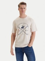 Beverly Hills Polo Club T-Shirt W126-BHMTS-1020-39P Beżowy Regular Fit. Brązowe koszulki polo męskie Beverly Hills Polo Club, m, bez wzorów, z bawełny, bez ramiączek. Za 89.99 zł.