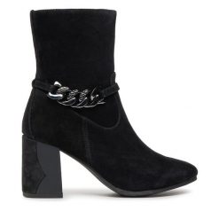 Botki Caprice. Czarne botki damskie Caprice, bez obcasa, na słupku, bez zapięcia. Za 409.99 zł.