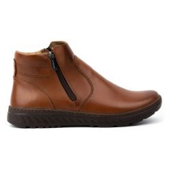 KOMODO Buty męskie sztyblety skórzane zimowe szerokie 925K Brązowe. Brązowe sztyblety męskie na zimę, ze skóry, bez zapięcia. Za 453.66 zł.