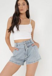 Biały Top Haidithoe. Białe topy damskie Born2be, l, bez wzorów, z bawełny, bez kołnierzyka. Za 19.99 zł.