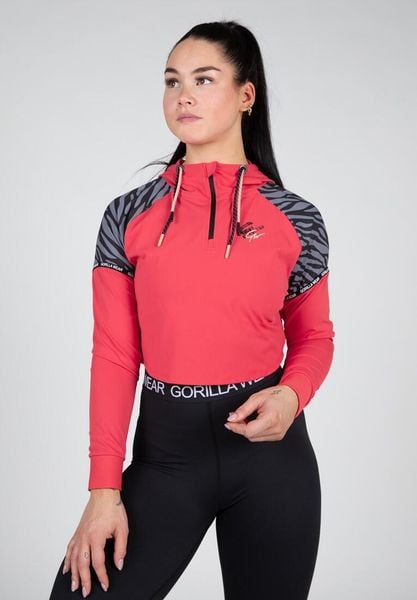 Zion Cropped Bluza z kapturem - Czerwony. Czerwone bluzy sportowe damskie GORILLA WEAR, s, z elastanu. Za 289.25 zł.