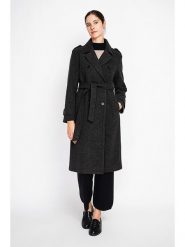 ASSUILI Płaszcz przejściowy w kolorze antracytowym rozmiar: 34. Czarne płaszcze damskie Assuili, z aplikacjami, z tkaniny, klasyczne. Za 435.11 zł.