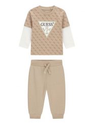 Guess Komplet bluzka i spodnie I6YG01 K3964 Beżowy Regular Fit. Brązowe spodnie niemowlęce Guess, z aplikacjami, z bawełny. Za 174.99 zł.