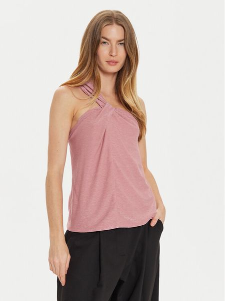 Motivi Top G242W003241N Różowy Slim Fit. Czerwone topy damskie Motivi, bez wzorów, z syntetyku, bez kołnierzyka. Za 159.99 zł.