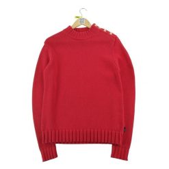 Damski czerwony sweter. Czerwone swetry klasyczne damskie Ralph Lauren, l, ze skóry, bez kołnierzyka. Za 76.64 zł.