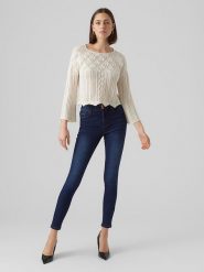 Vero Moda Sweter w kolorze kremowym rozmiar: S. Brązowe swetry klasyczne damskie Vero Moda, s, z bawełny, bez kołnierzyka. Za 88.02 zł.