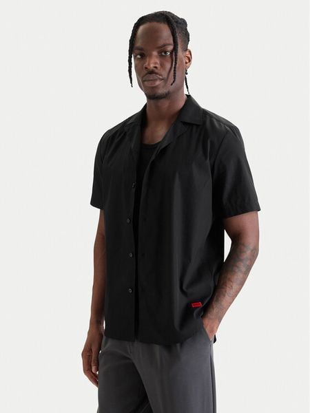 HUGO Koszula Ellino 50560584 Czarny Relaxed Fit. Czarne koszule męskie Hugo, m, bez wzorów, z bawełny, bez kołnierzyka, bez ramiączek. Za 399.99 zł.
