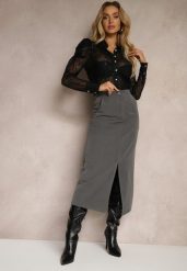 Szara Spódnica Ołówkowa z Wiskozą High Waist z Rozcięciem Semivinia. Szare spódniczki damskie Renee, s, bez wzorów, z wiskozy, eleganckie, z podwyższonym stanem, midi, ołówkowe. Za 69.99 zł.