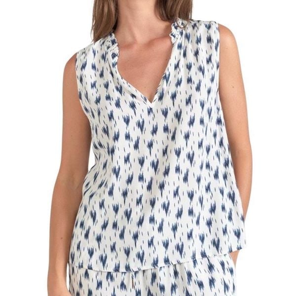 Koszulka damska Le Temps des cerises Rosita. Niebieskie bluzki damskie Le Temps des Cerises, bez kołnierzyka, bez ramiączek. W wyprzedaży za 206.00 zł.