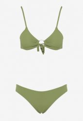 Zielone Bikini z Ozdobnym Kółkiem Przy Biustonoszu Naveena. Zielone bikini damskie Born2be, z aplikacjami. Za 29.99 zł.