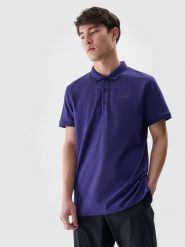 4F Koszulka polo regular męska - granatowa L. Niebieskie koszulki polo męskie 4f, l, bez wzorów, z bawełny, bez ramiączek. Za 89.99 zł.