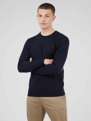 Ben Sherman Sweter w kolorze granatowym rozmiar: XL. Niebieskie swetry męskie Ben Sherman, xl, bez wzorów, ze splotem, bez kołnierzyka. Za 184.46 zł.