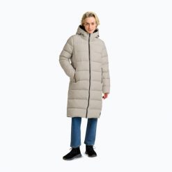 Płaszcz puchowy damski Jack Wolfskin Frozen Palace. Brązowe płaszcze damskie Jack Wolfskin, bez wzorów, z puchu, sportowe. Za 1,039.00 zł.
