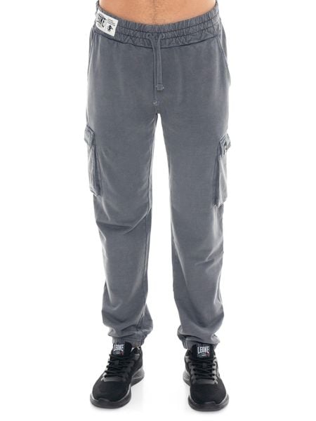 Spodnie bojówki męskie z polaru z gumką u dołu, Leone 1947 Vintage Dept. Szare spodnie sportowe męskie LEONE 1947 APPAREL, z bawełny. Za 168.36 zł.