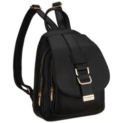 Mały czarny plecak damski ze skóry ekologicznej miejski modny z klapką Peterson PTN MX03-P. Czarne plecaki damskie Peterson, bez wzorów, ze skóry ekologicznej. Za 89.99 zł.