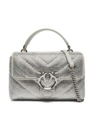PINKO Torebka Love Lady Puff Mini Cl AI 24-25 PLTT 100044 A217 ZZFN Srebrny. Szare torebki klasyczne damskie Pinko, bez wzorów, ze skóry, bez dodatków. Za 969.99 zł.