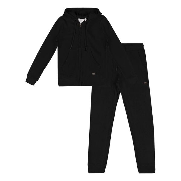 Bluza z kaptur na co dzień na siłownię. Czarne spodnie dresowe damskie LEONE 1947 APPAREL, bez wzorów, z bawełny. W wyprzedaży za 164.19 zł.