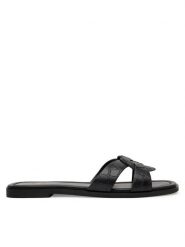 LOVE MOSCHINO Klapki JA28092G1MIB0000 Czarny. Czarne klapki damskie Love Moschino, bez wzorów, ze skóry, bez obcasa. Za 489.99 zł.