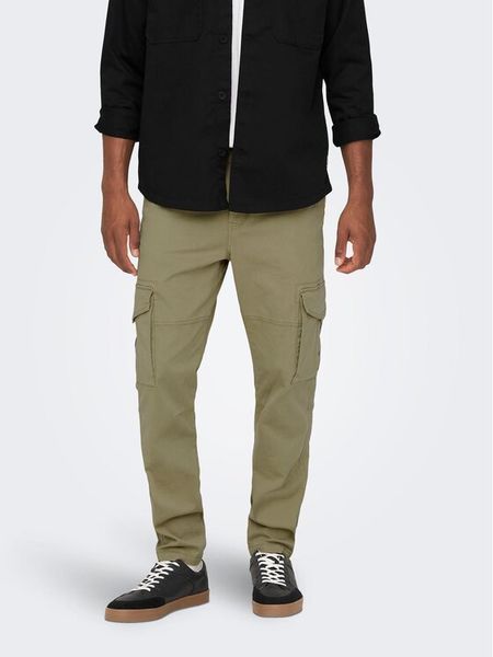 Only & Sons Spodnie materiałowe 22025431 Beżowy Tapered Fit. Brązowe spodnie materiałowe męskie Only & Sons, bez wzorów, z bawełny. Za 139.99 zł.