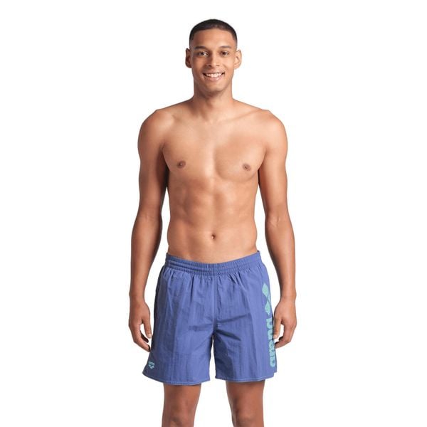 Spodenki plażowe Arena Logotype Beach Boxer. Niebieskie kąpielówki męskie Arena, l, bez wzorów, z materiału, do pływania. Za 119.99 zł.