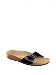 Birkenstock Klapki "Madrid" w kolorze czarnym rozmiar: 35. Czarne klapki damskie Birkenstock, bez wzorów, bez obcasa. Za 291.25 zł.