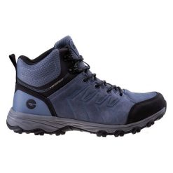 Buty Hi-Tec Helone Mid Wp 92800442373 niebieskie. Niebieskie buty trekkingowe męskie z gumy, bez zapięcia. Za 386.39 zł.