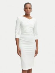 Rinascimento Sukienka koktajlowa CFC0127699003 Biały Slim Fit. Białe sukienki damskie RINASCIMENTO, xl, bez wzorów, z syntetyku, wizytowe, bez kołnierzyka, bez ramiączek. Za 609.99 zł.