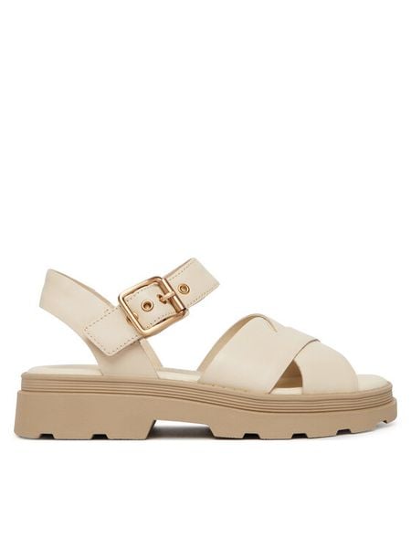 Clarks Sandały Orinoco3 Cross 26186092 Écru. Białe sandały damskie Clarks, bez wzorów, ze skóry, bez obcasa, na płaskiej podeszwie. Za 389.99 zł.