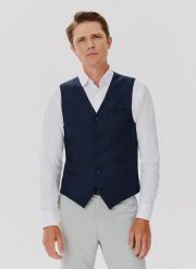 PAKO LORENTE – Jednorzędowa kamizelka męska w kolorze granatowym. Kamizelki męskie Pako Lorente, m, z bawełny. Za 299.99 zł.