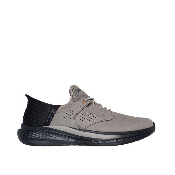 Buty sportowe Sneakersy męskie, Slip-Ins: Slade - Macklin. Szare buty sportowe na co dzień męskie Skechers, z materiału, bez zapięcia, trekkingowe. Za 349.99 zł.
