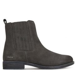 Sztyblety Josef Seibel. Szare botki damskie Josef Seibel, bez obcasa, na płaskiej podeszwie, bez zapięcia. Za 419.99 zł.