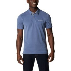 Koszulka polo, męska z krótkim rękawem Columbia Nelson Point Polo. Niebieskie koszulki polo męskie Columbia, l, bez wzorów, z poliesteru, bez ramiączek. Za 119.99 zł.