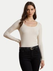 LAUREN RALPH LAUREN Bluzka 200980145001 Beżowy Slim Fit. Brązowe bluzki damskie Lauren Ralph Lauren, s, bez wzorów, z bawełny, bez ramiączek. Za 419.99 zł.