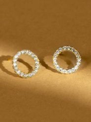 OR ÉCLAT Złote kolczyki-wkrętki "Moon" z cyrkoniami rozmiar: onesize. Białe kolczyki damskie Or Éclat, z cyrkonią, złote. Za 347.99 zł.