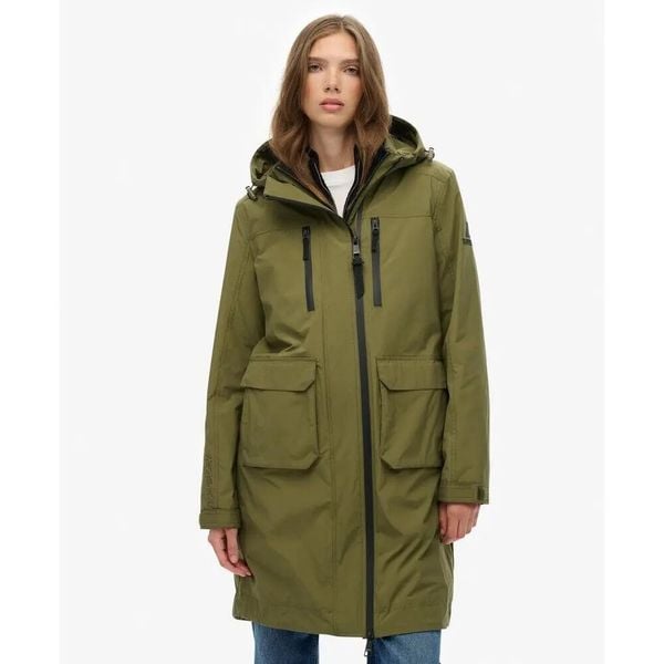 Parka damska z kapturem Superdry Longline. Zielone parki damskie Superdry., na zimę, bez wzorów. Za 633.55 zł.