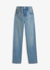 Dżinsy ciążowe na okres ciąży i po nim, długość do kostki. Niebieskie jeansy damskie bonprix, moda ciążowa. Za 149.99 zł.