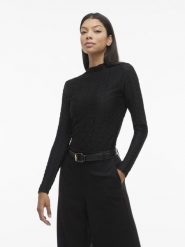 Vila koszulka z długim rękawem - VISagara Kobiety czarny, XS. Czarne t-shirty damskie Vila, xs, bez wzorów, z koronki, bez kołnierzyka. Za 59.95 zł.