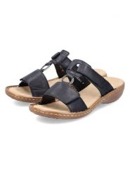 Rieker Klapki w kolorze czarnym rozmiar: 41. Czarne klapki damskie Rieker, bez wzorów, bez obcasa, na koturnie. Za 146.28 zł.