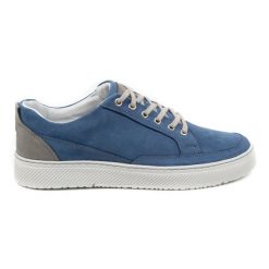 Olivier Buty Męskie skórzane Sneakers 950MA niebieskie. Niebieskie buty sportowe na co dzień męskie na jesień, z jeansu, bez zapięcia. Za 351.82 zł.