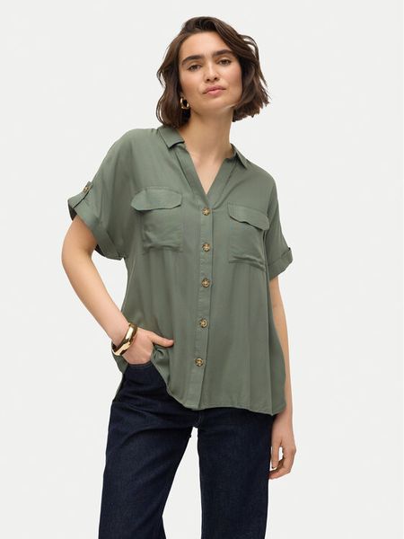 Vero Moda Koszula Bumpy 10310139 Zielony Regular Fit. Zielone koszule damskie Vero Moda, m, bez wzorów, z wiskozy, bez kołnierzyka, bez ramiączek. Za 99.99 zł.
