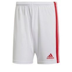 Spodenki piłkarskie męskie adidas Squadra 21 Short. Białe szorty męskie Adidas, bez kołnierzyka. Za 97.90 zł.