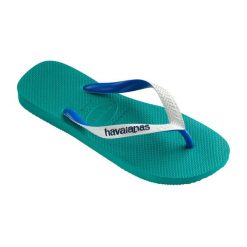 Japonki plażowe Havaianas Top Mix. Zielone klapki damskie Havaianas, bez wzorów, bez obcasa. Za 54.99 zł.