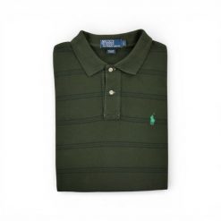 Second life - Koszulka polo męska z krótkim rękawem Beżowa - Jak nowy. Zielone koszulki polo męskie Ralph Lauren, m, bez wzorów, bez ramiączek. Za 114.17 zł.