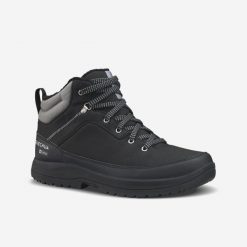 Buty turystyczne męskie Quechua SH100 Mid wodoodporne. Czarne buty trekkingowe męskie QUECHUA, na zimę, z kauczuku, przed kolano, bez zapięcia, trekkingowe. W wyprzedaży za 119.99 zł.
