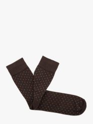 Brązowe skarpety męskie w kropki SKARPETY. Brązowe skarpetki męskie Ryłko, bez wzorów, z bawełny. Za 24.99 zł.