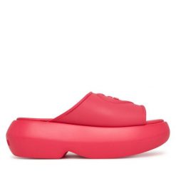 Klapki LOVE MOSCHINO. Czerwone klapki damskie Love Moschino, bez wzorów, bez obcasa. Za 609.99 zł.